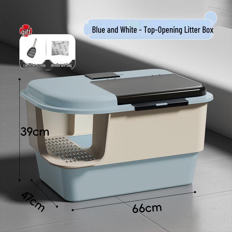Extra Large Enclosed Cat Litter Box - Anti-Splash, Corridor Design, Deodorizing Kitten Sandbox