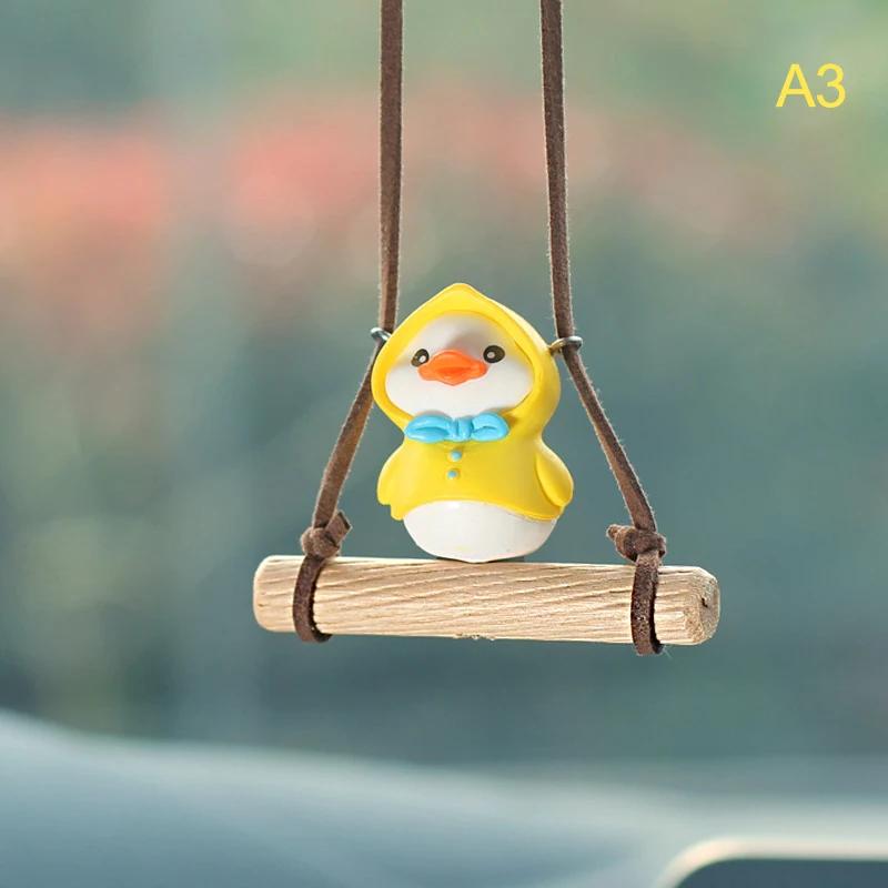 Cartoon Cute Animated Car Accessories Swinging Duck Pendant Car Rearview Mirror Ornaments Birthday Gift Couple Accessories Car