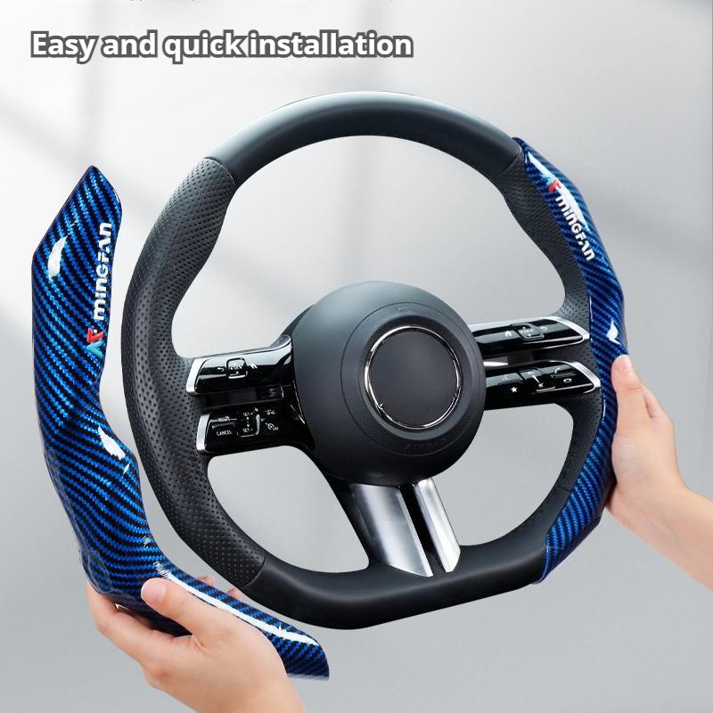 Universal Carbon Fiber Pattern Clip-on Steering Wheel Cover Comfortable Grip, Durable, Effortless Installation,  All-Season Use