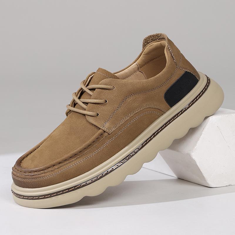 Men's Retro Genuine Leather Thick Sole Casual Shoes - 2025 Autumn Collection