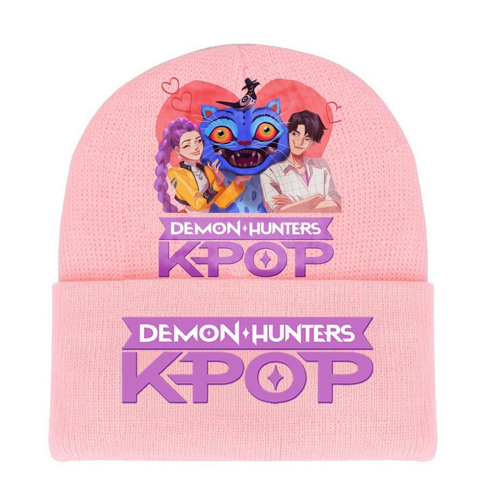 Kpop Demon Hunters HUNTRIX SAJABOYS Letter Printed Rolled-edge Woolen Knitted Cap Thickened Cold Season Adult Hat Fans Birth Date Present