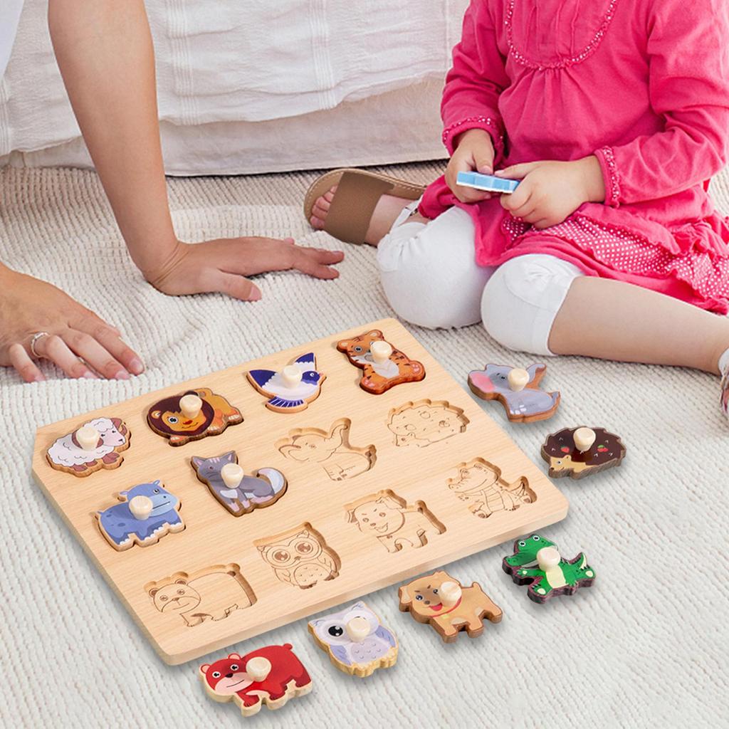Wooden Shapes Puzzle Shape Sorter Board Preschool Hand Eye Coordination Fine Motor Skill for Children Toddlers Birthday Gifts