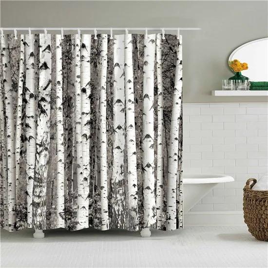 Decorative Oil Painting Printed Fabric Waterproof Polyester Shower Curtains For Bathroom With Hooks 180X180Cm