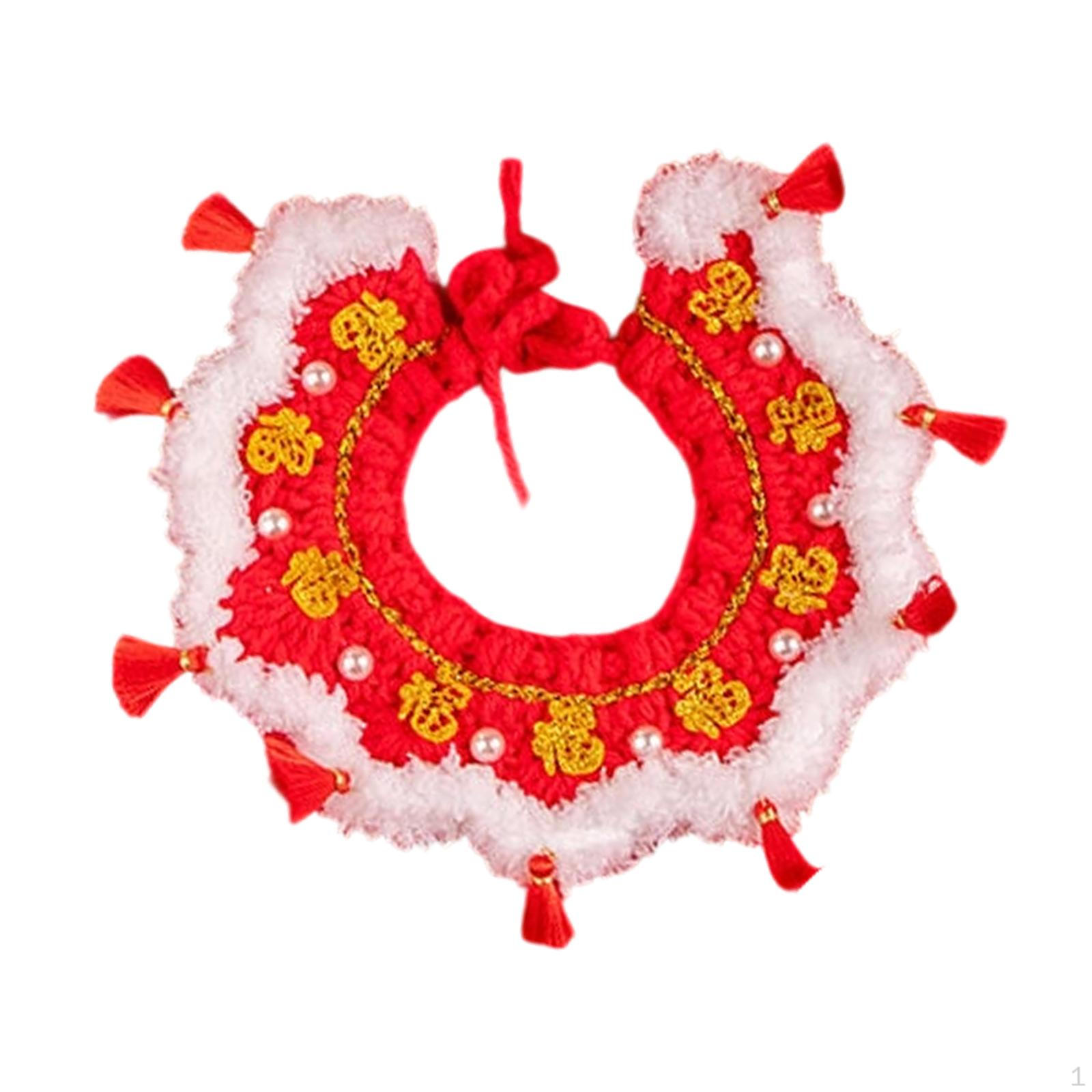 

Decorative Knitted Scarf Hand Crocheted Cat Accessory Soft Bib Adjustable Neck Closure for M