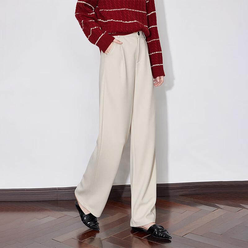 PUMI Women's Autumn/Winter Wool Blend Straight-Leg Casual Pants