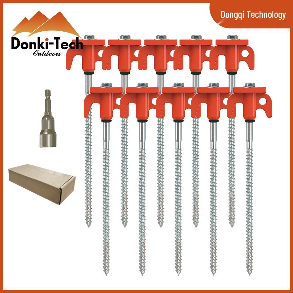 Fluorescent Spiral Tent Stake - Hexagonal Awning Anchor for Camping