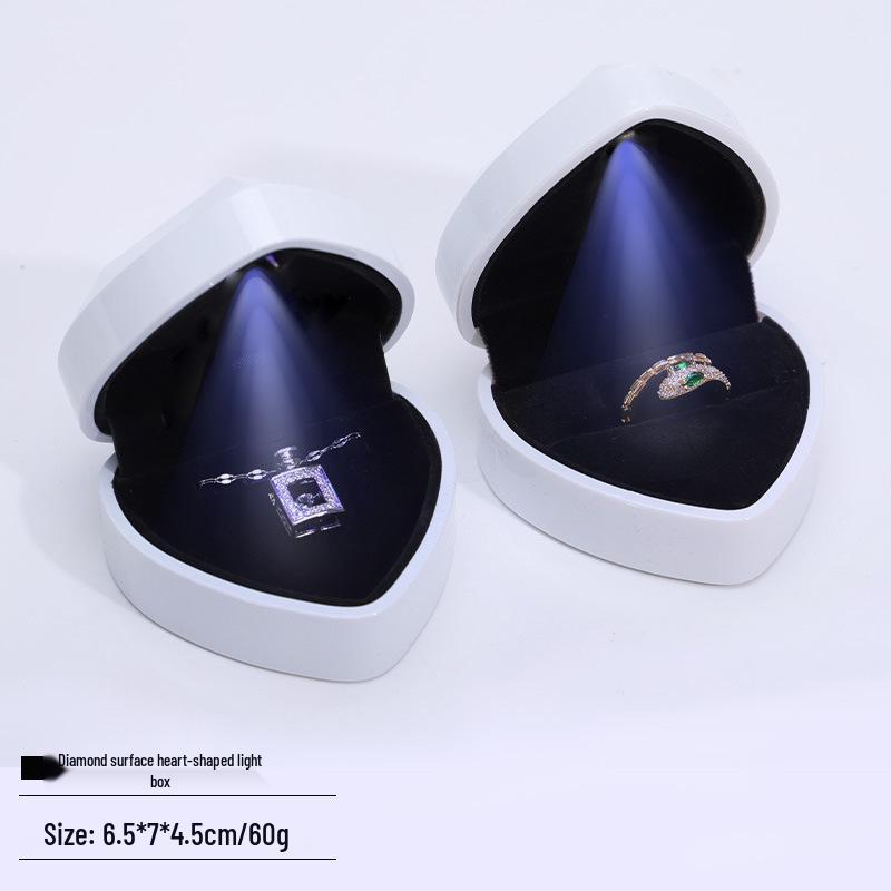 Heart-shaped LED Jewelry Storage Box for Rings, Necklaces, and Pendants