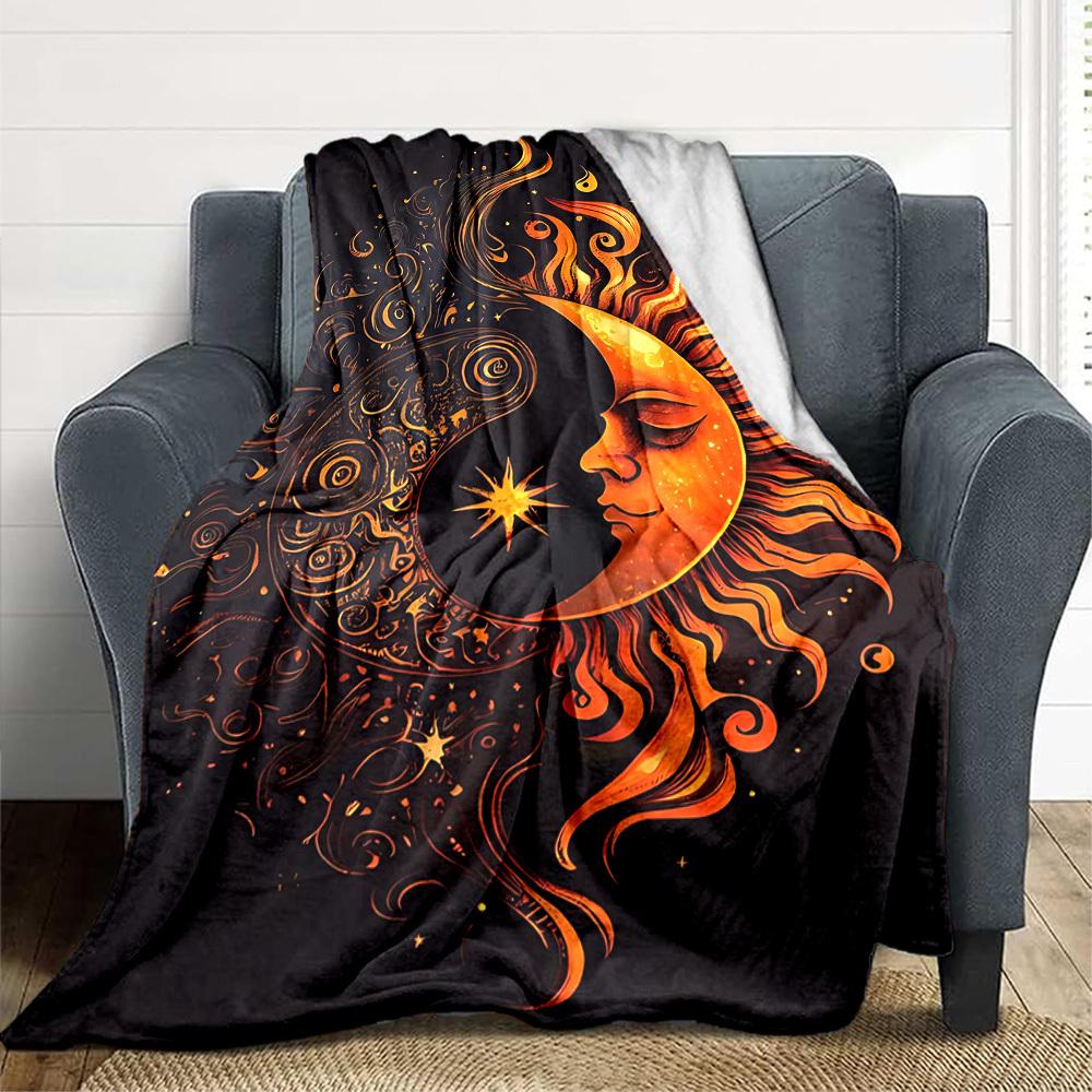 1pc Sun Moon Symbol Blanket - Lightweight Flannel Fleece with Digital Printing, Soft Warm for Sofa, Travel, Camping, Office yy251018262