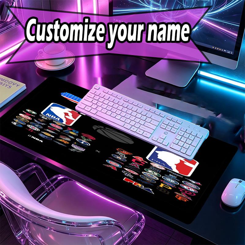 Benutzerdefinierter Name Personalisierte NBA-Muster-Mausmatte, Laptop-PC-Schreibtischmatte, Dekorative Schreibtischmatte für Zuhause Tastaturunterlage Geschenk