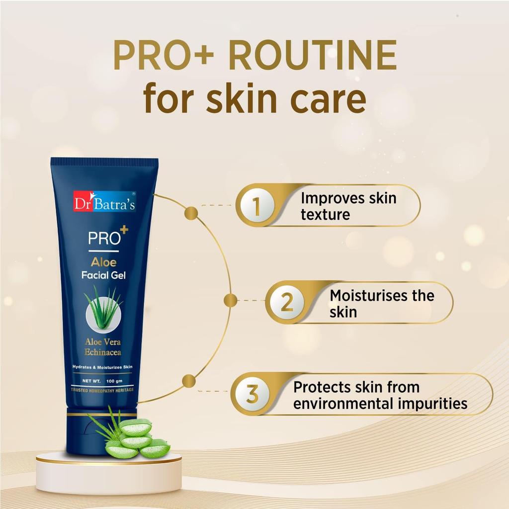 Dr. Batra's PRO+ Aloe Gesichtsgel LSF 50+ PA+++ 100G Packung mit 1 Leichtgewichtiger Sonnenschutz