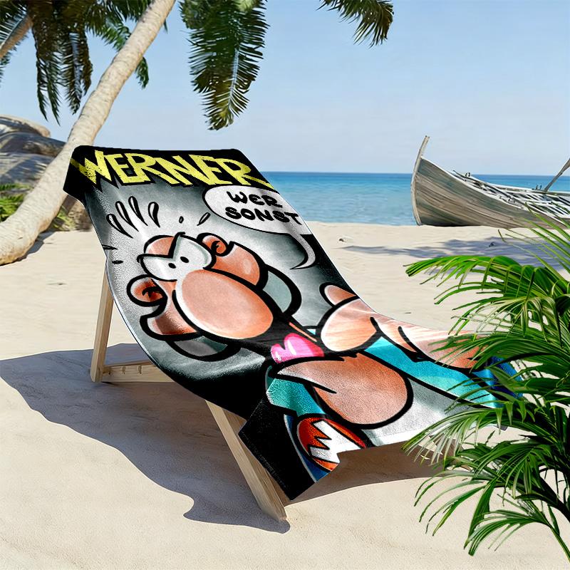 Werner Comic Print Beach Towel, Large Soft Quick Dry Towel for Beach Camping Swimming