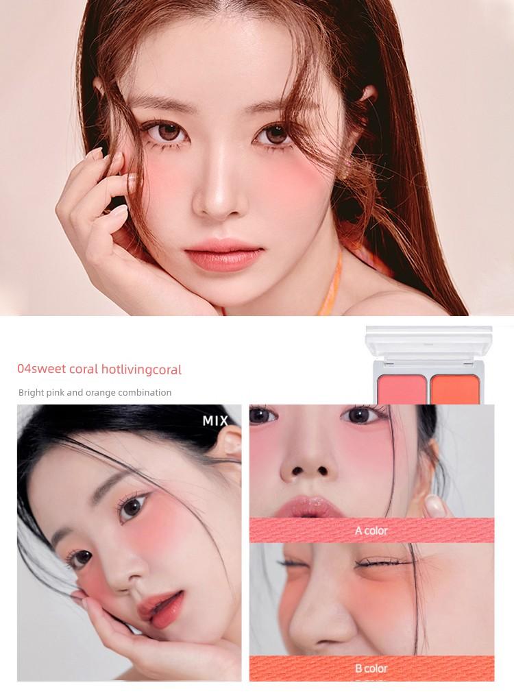 Pei Zhuhyun's Same Style Korean 2an Dual-Color Blush, Expanding Color Blush Purple, Brightening Low-Saturation Korean-Style Milk Pink Color