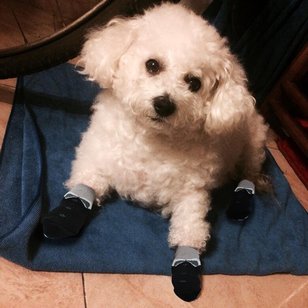 Anti-Slip Dog Shoes Pet Knitted Socks Cotton Small Medium Pets Booties No-Slip Paw Sole Dog Cat Pupp