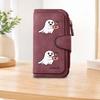 Cute Ghost Pattern Coffee Color Long Zipper Wallet Large Capacity Card Holder Unisex Clutch Bag Fashionable Zipper Coin Purse Perfect for Daily