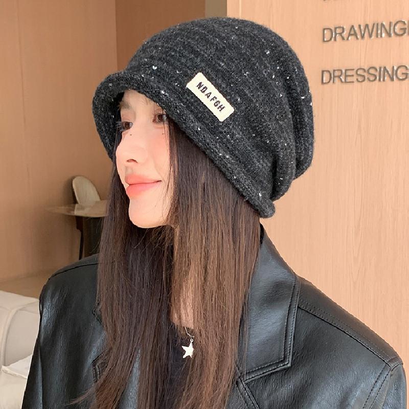 Fashion Letter Decoration Women Casual Knitted Hat For Autumn Winter And