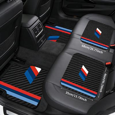 4dílná sada podlahových rohoží s logem BMW, odolná, ochrana do každého počasí, snadno čistitelná, černobílý interiér, vhodná pro sedany, nákladní vozy R7T