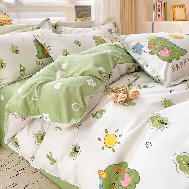 Zestaw czteroczęściowy Klasy A Domowy Gruby Przyjazny dla skóry Piaskowany Twill Ins Kreskówkowy Pokrowiec na kołdrę Zestaw trzyczęściowy na łóżko do akademika