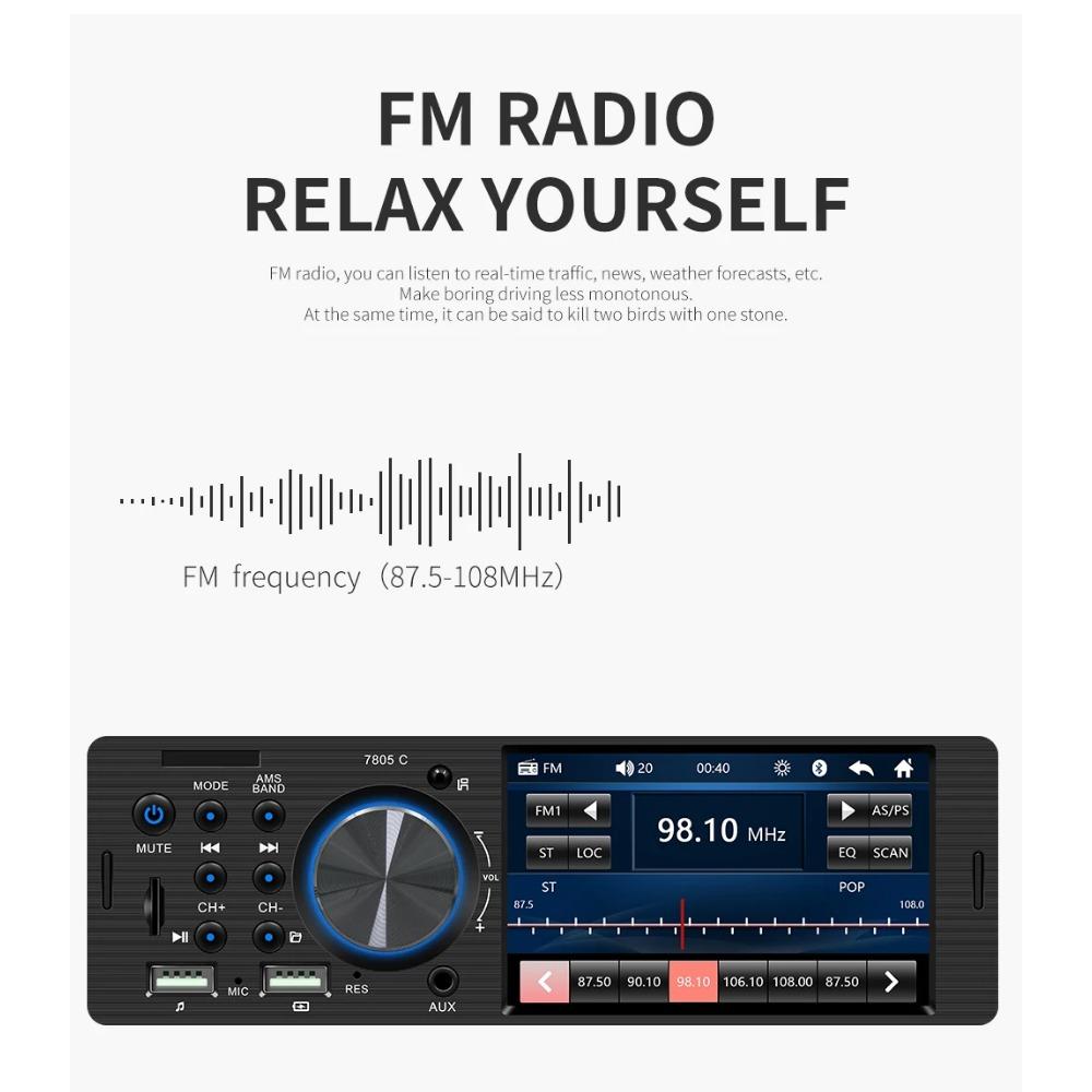 1 Din Car Radio 4.1 Inch 2 USB Touch Screen Autoradio Universal Multimedia  MP5 Player Bluetooth  Rear View Camera FM Car Stereo