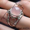 Huitan Sweet  Women Ring Pink Bead Stone Aesthetic Party Accessories Engraved Design Vintage Lady Temperament Daily Jewelry