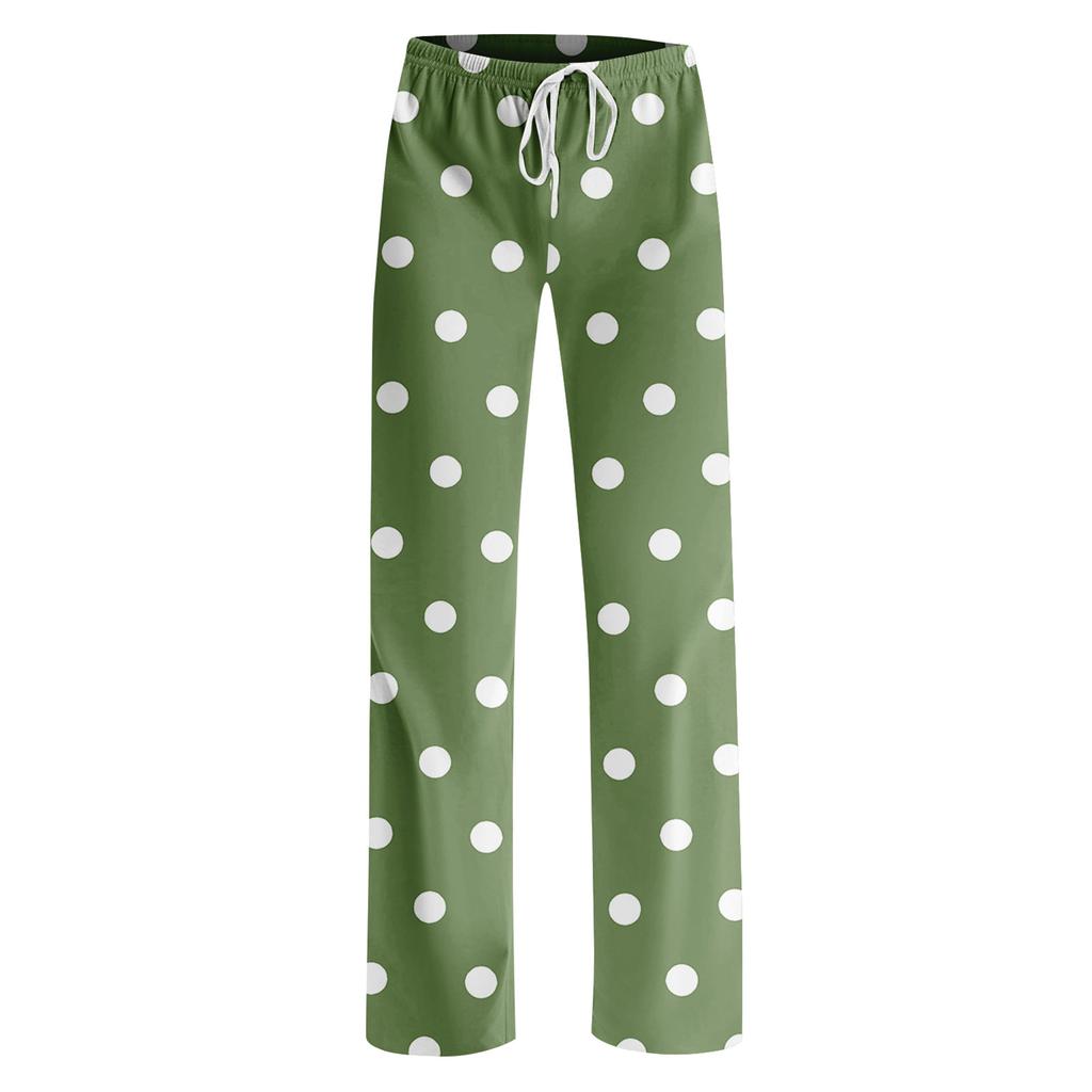 Womens Pajama Pants Sleepwear Casual Drawstring Elastic Waist Pants Comfy Straight Yoga Loose Trousers