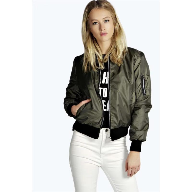 Autumn New Short Jackets for Women Vintage High Street O-neck Bomber Jacket Female Fashion Zipper Long Sleeve Coat Woman