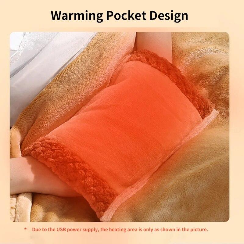 5V USB Warming Blanket Winter Portable Design Flannel Sherpa Materials Safe Voltage Electric Heating Blanketry
