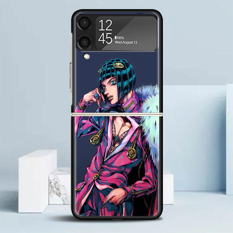 JoJo Adventure Bruno Buccellati Black Cover for Samsung Galaxy Z Flip 7 6 5 4 3 5G Phone Case Flip7 Flip6 Flip5 Flip4 Flip3 Patt