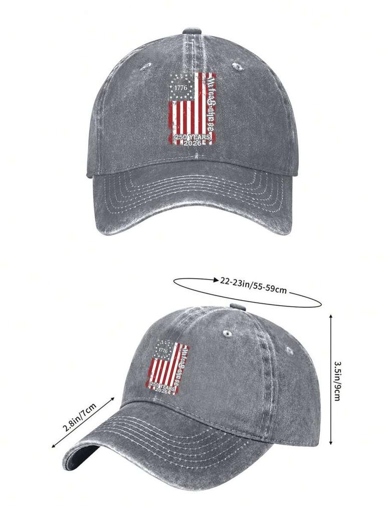 Vintage Washed American Flag 250th Independence Anniversary Baseball Cap Adjustable Unisex Patriotic Hat
