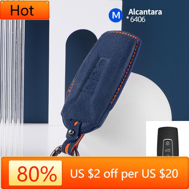 Interior Mouldings For for Car Remote Key Case Cover Shell VW Volkswagen 2018 - 2021 Touareg 3 Button Alcantara Suede Car Key S