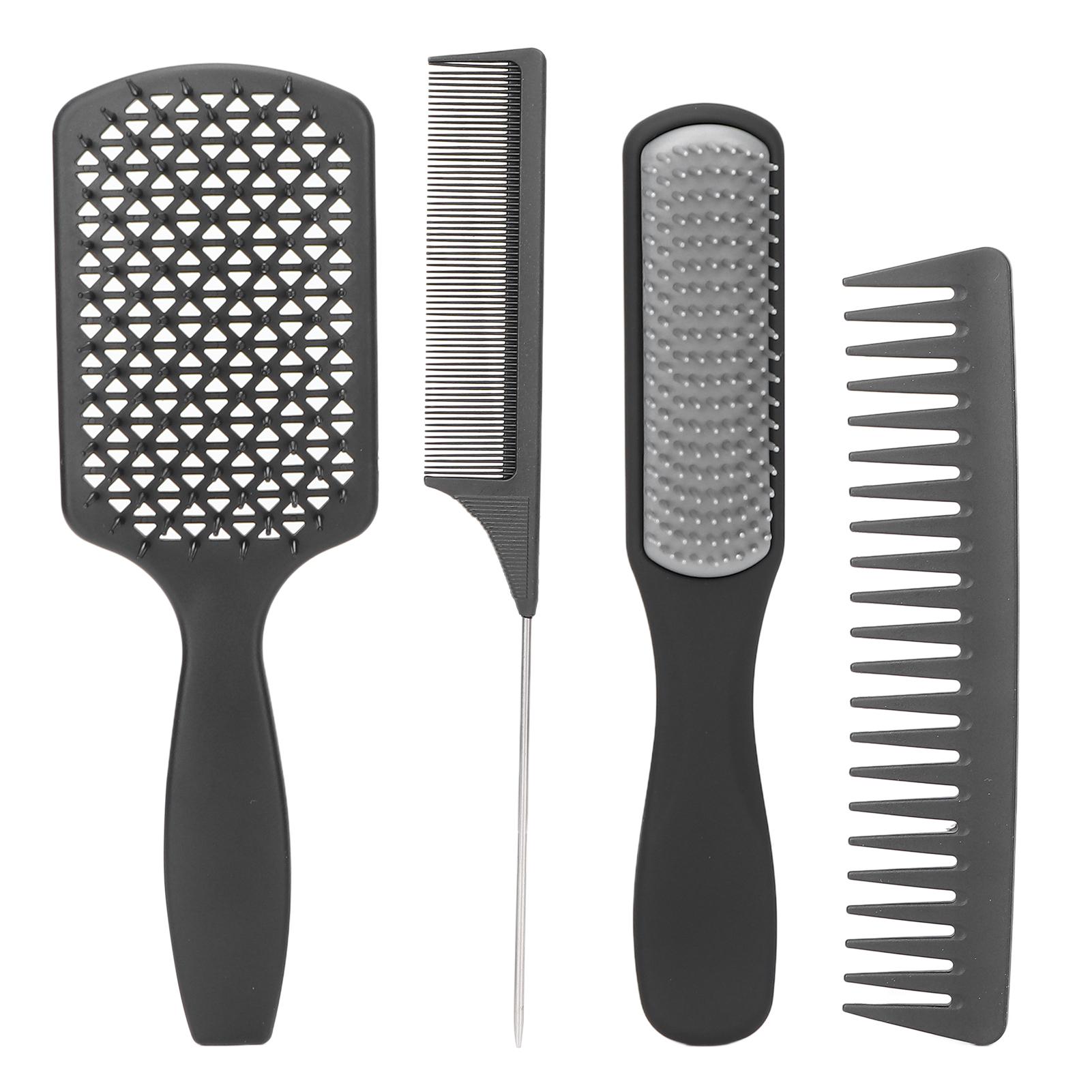 

Набор из 4 расчесок для волос, легко распутывающая щетка для волос, расческа с широкими мелкими зубьями, набор расчесок для волос Styli Black Box Packed