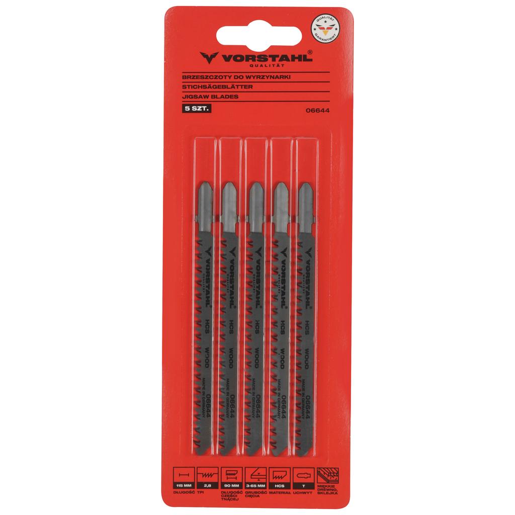 JIGSAW BLADES FOR WOOD T-shaped (T) 115mm > 5pcs < Vorstahl