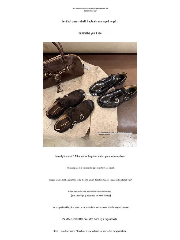 Su Yinyin Damen Leder Oxford Loafer mit Blockabsatz - Vielseitiger Britischer Stil, Geschnitztes Design für den Frühling