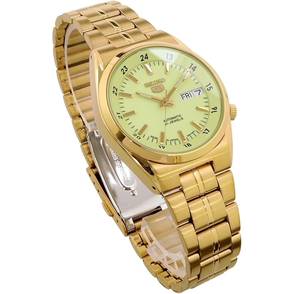 Seiko 5 Automatic Men's Watch Gold Luminous Dial Made in Japan SNK578J1
