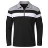 Polo a Maniche Lunghe a Strisce da Uomo con Zip 1/4 in Cotone Patchwork con Colletto Maglione Moda Casual Vestibilità Slim Camicia da Golf