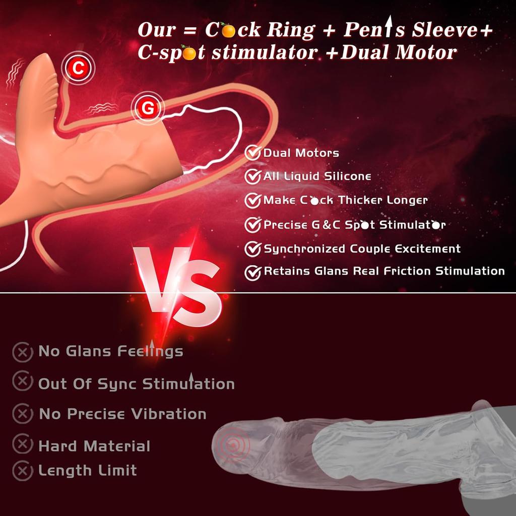 Vibrating Penis Holster with Clitoral StimulatorPenis Ring, Penis Ring Vibrator Extender for G-Spot Stimulation, Male Couples Sex Toys