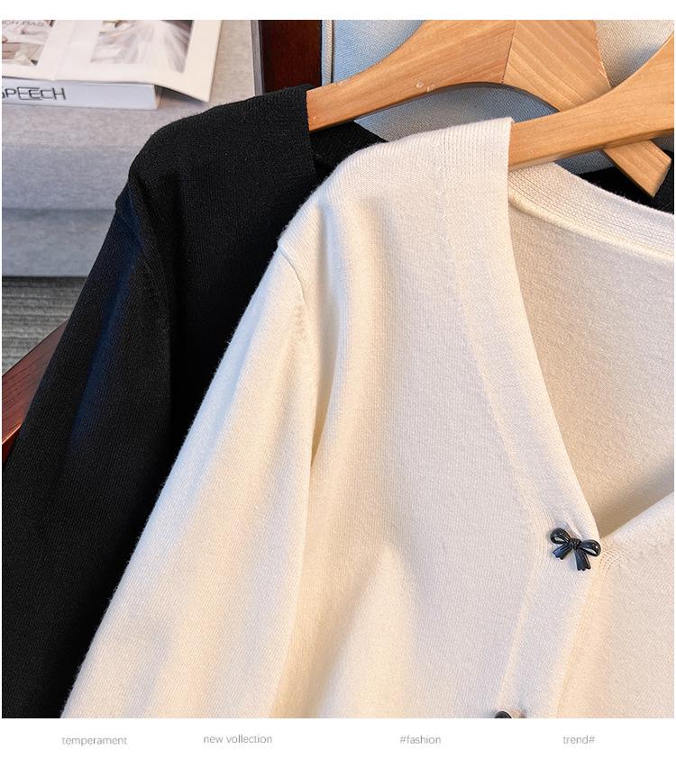 Plus Size Women's Loose Knit Cardigan Sweater for Bust 150-160 cm