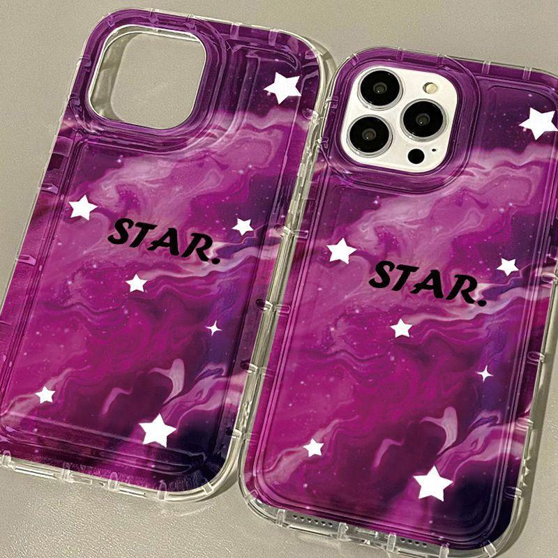 Purple meteor stars are suitable for iPhone17promax mobile phone case 16pro Apple 12/13 airbag 15 generation