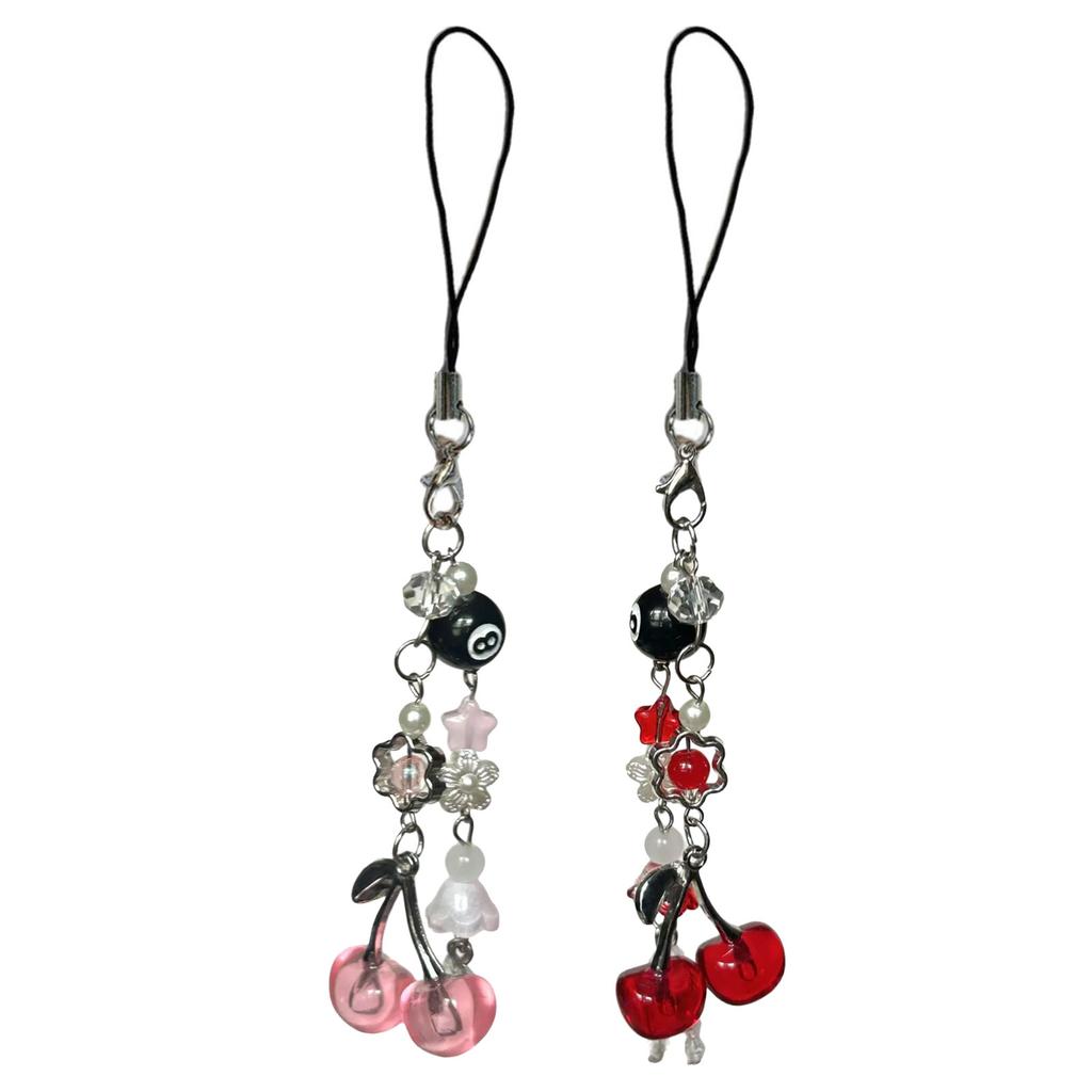 Stylish Cherry Jellyfish Alloy Bead Phone Chain Keychain Lightweight Bag Hanging Decoration Jewelry Accessory