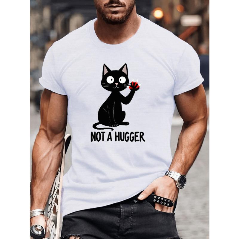 European Size Men s Plus Size Big Tall Summer T-Shirt - NOT A HUGGER Cat Graphic Print with Claws Warning - Casual Short Sl S разноцветный 1470₽