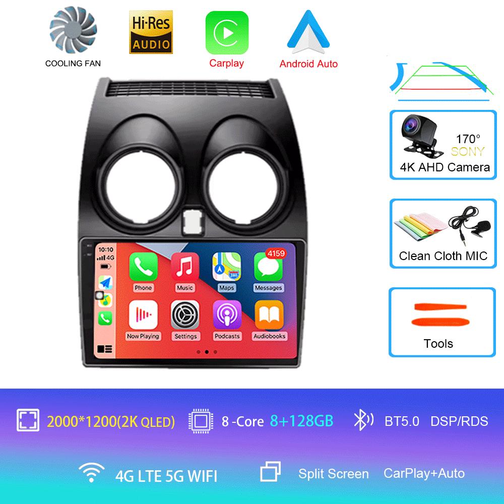 Android 14 2 DIN Untuk Nissan Qashqai 1 J10 2006-2014 Radio Mobil Navigasi Pemutar Multimedia DVD Carplay Stereo Speaker Unit Ke