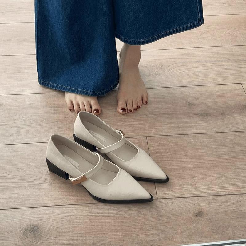 Hoher Sinn! Einwort mit grünen spitzen High Heels Damen Französische mittelhohe Mary Jane Schuhe leichter Mund Pendler Einzelschuhe