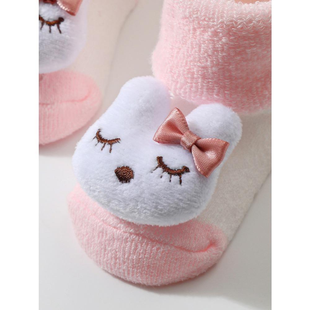 Baby 3D Animal Socks 3 Pack Soft Thick Cuff Non Slip Floor Booties Warm Winter Indoor Shoes for Infant Toddler Boys Girls Newborn Gift