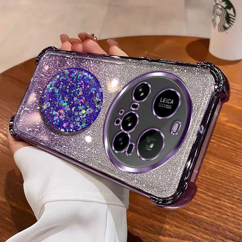 

Роскошный противоударный блестящий держатель с силиконовым кольцом для чехла Xiaomi15ultra для Xiaomi 15 ultra 15S pro 14T 14 с подставкой-держателем TPU&Case & Holder&Xiaomi 14 Ultra лавандовый