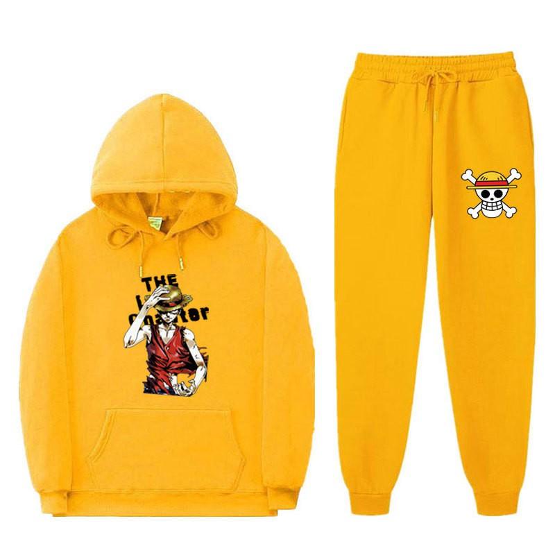Mens Warm Hooded Sweatshirt Set With Printed Design Long Sleeve Top Pants Casual Sportwear Winter