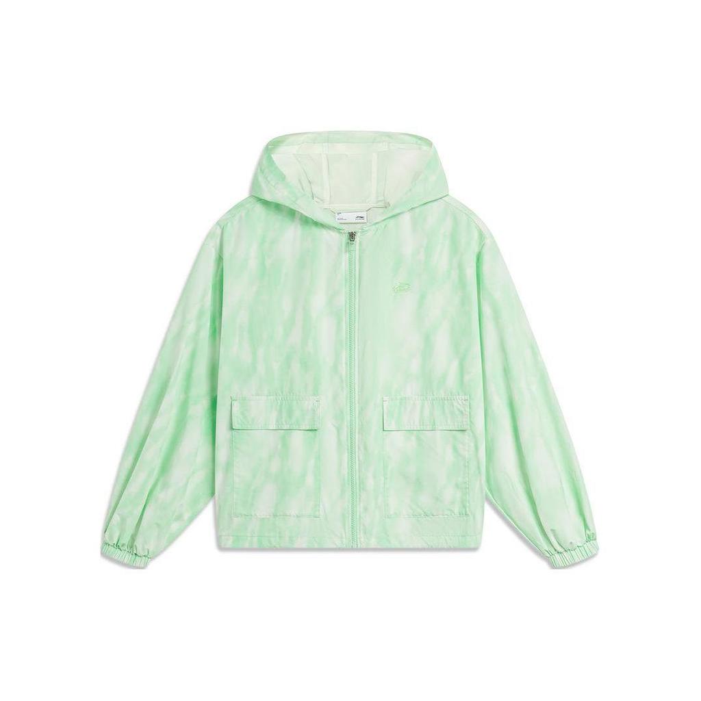Li-Ning Women's Hooded Windbreaker Refreshing Green Full-print AFDU374-2
