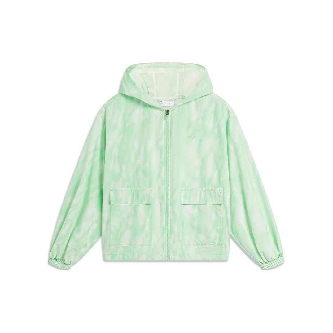 

Li-Ning Women s Hooded Windbreaker Refreshing Green Full-print AFDU374-2 XS