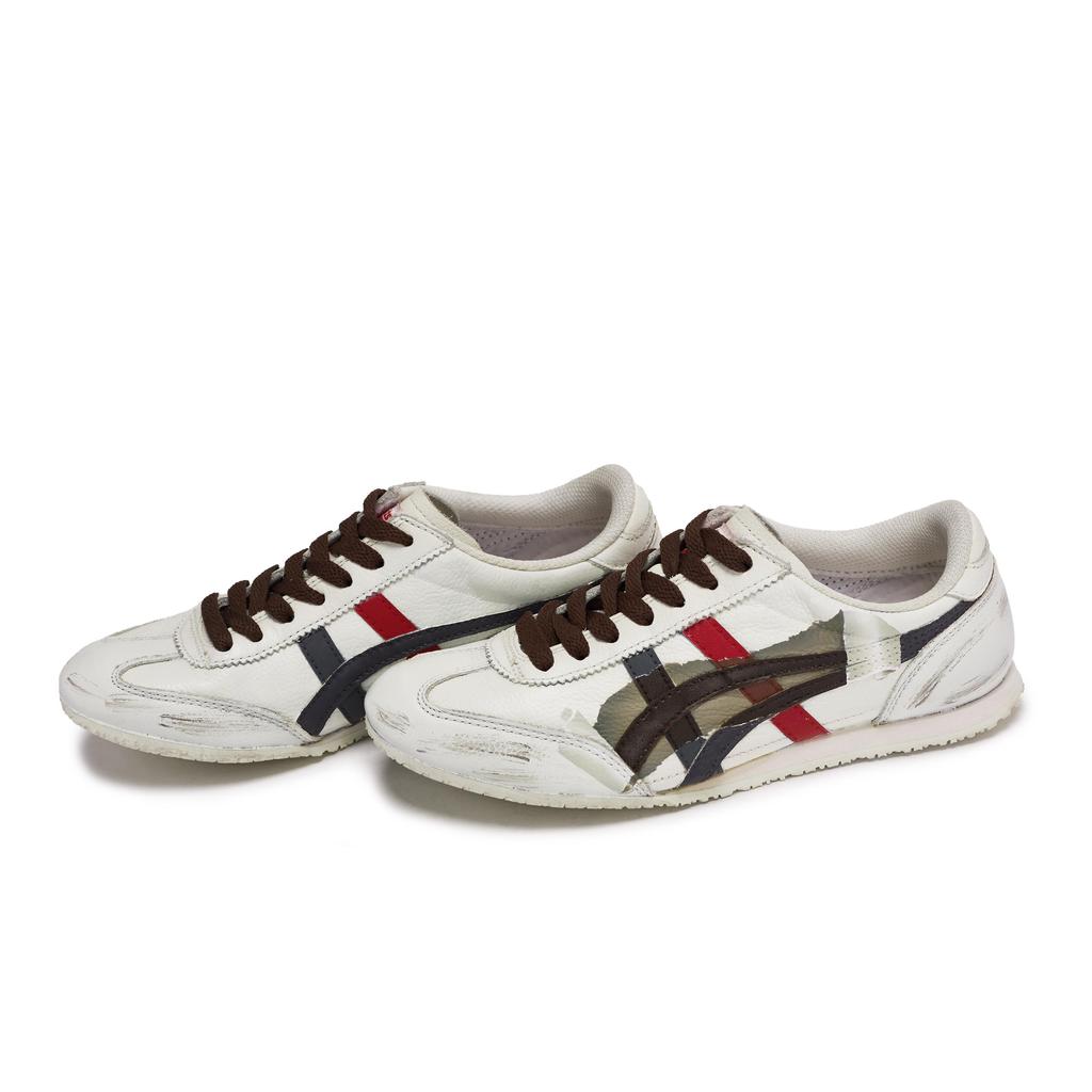 Onitsuka Tiger Machu Racer 811 Manufacturing, Ripped Hand Rolled Breathable Low top Casual Shoes Unisex White Brown Red 1183B770-100(Team80-)