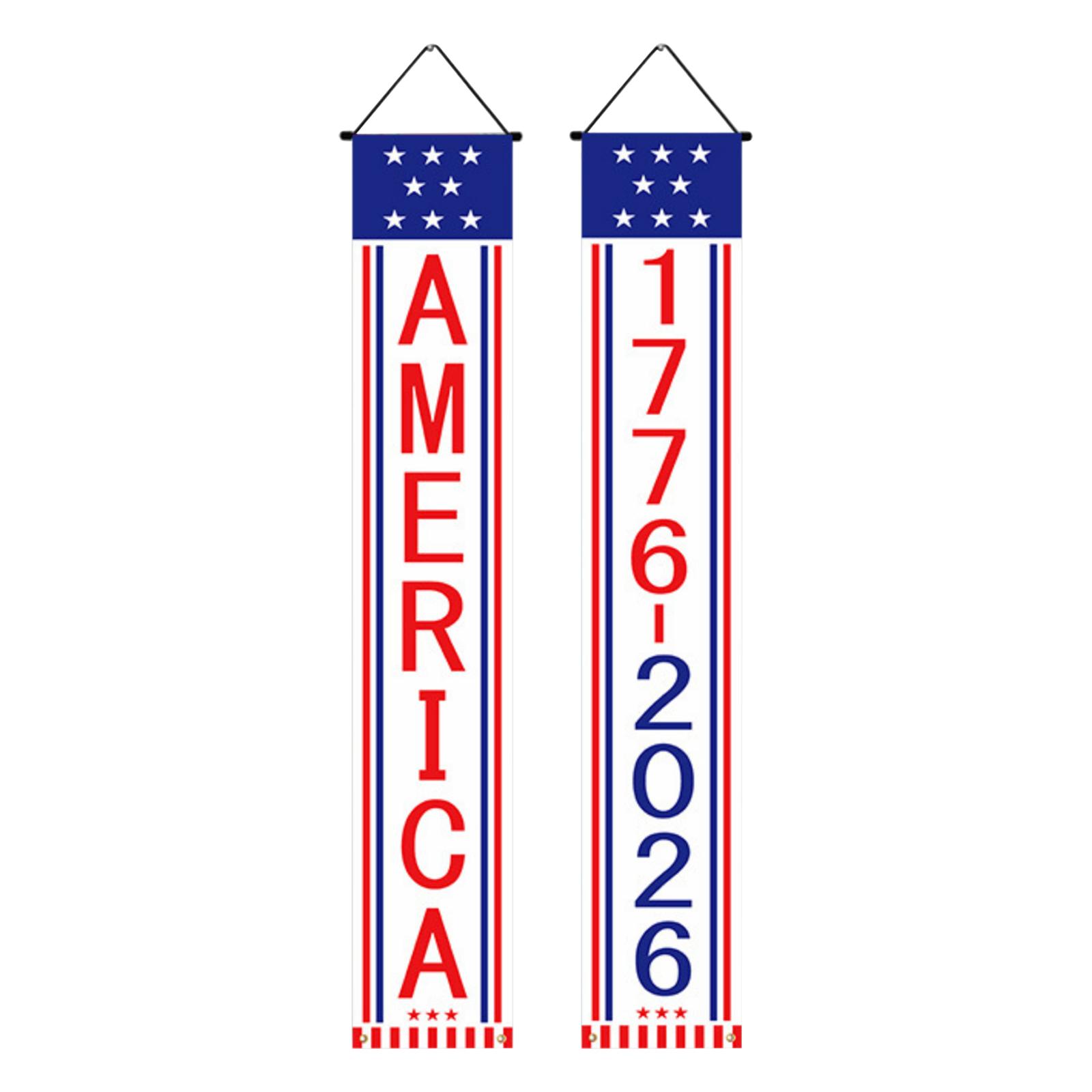 

Outdoor Hanging Porch Sign with Patriotic Print for Memorial Day Independence Day Celebration Decoration One Size