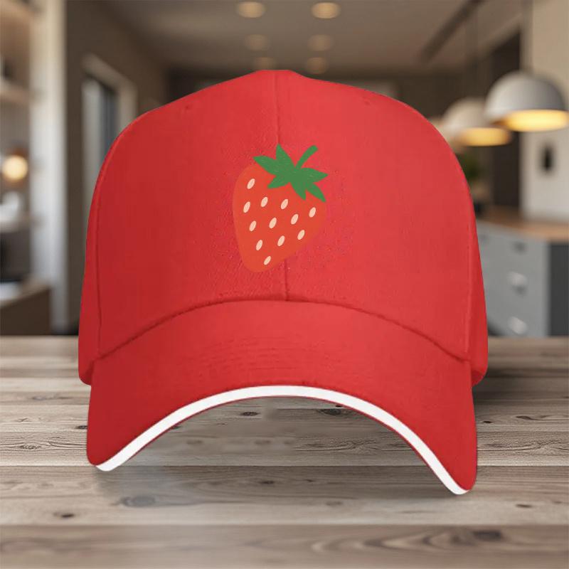 Strawberry Graphic Baseball Cap Unisex Polyester Adjustable Sport Outdoor Sun Shade Trendy