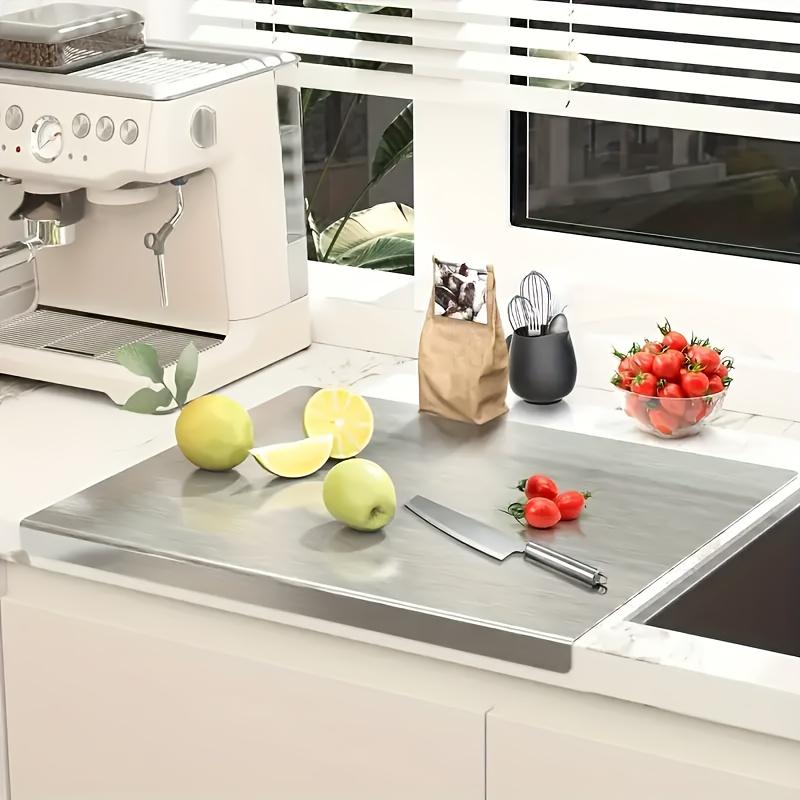 Extra Large Stainless Steel Rolling Chopping Board Double-Sided, Durable Kitchen Countertop Protector for Home Cooks, Culinary Chopping Board